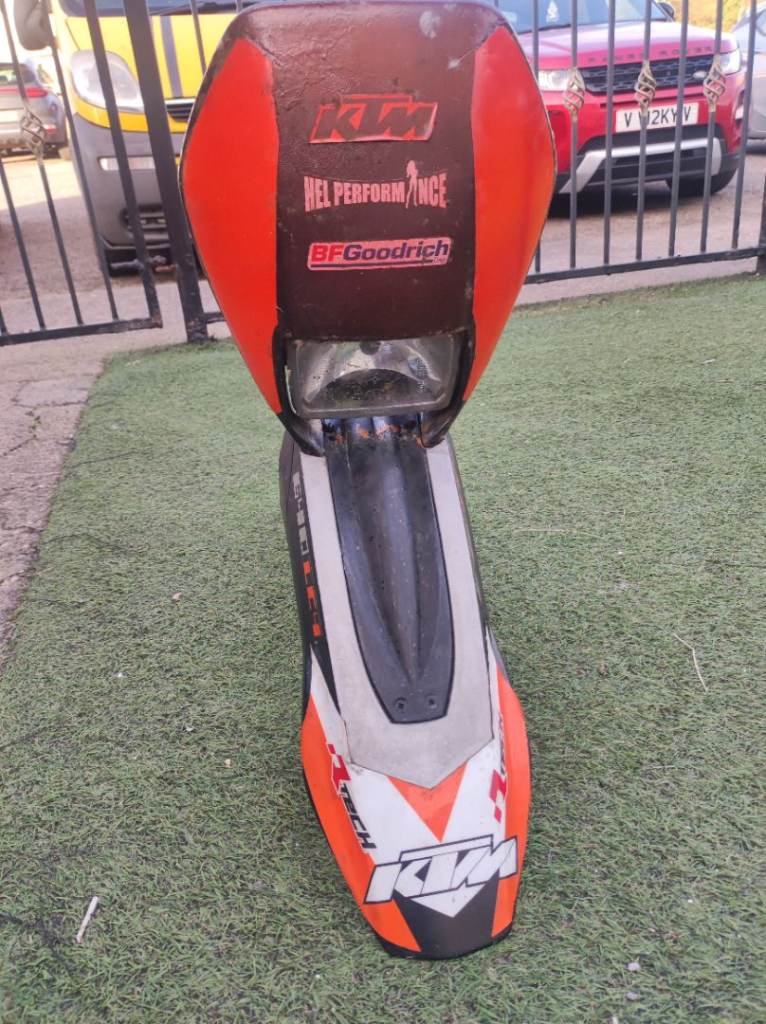 Ktm lc4 front fender mudguard & headlight may fit other motorbikes Mx supermoto trials enduro 640
