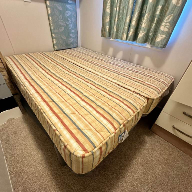 SINGLE BEDS & MATTRESS FOR STATIC CARAVAN OR BEDROOM x 2