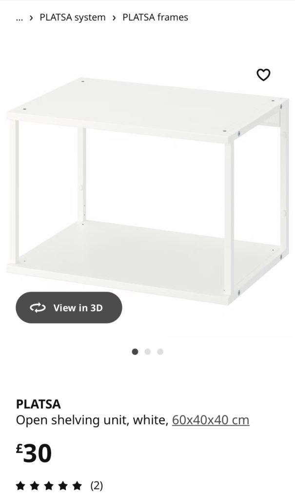 WAS £30 IKEA PLATSA Open shelving unit, white, 60x40x40 cm