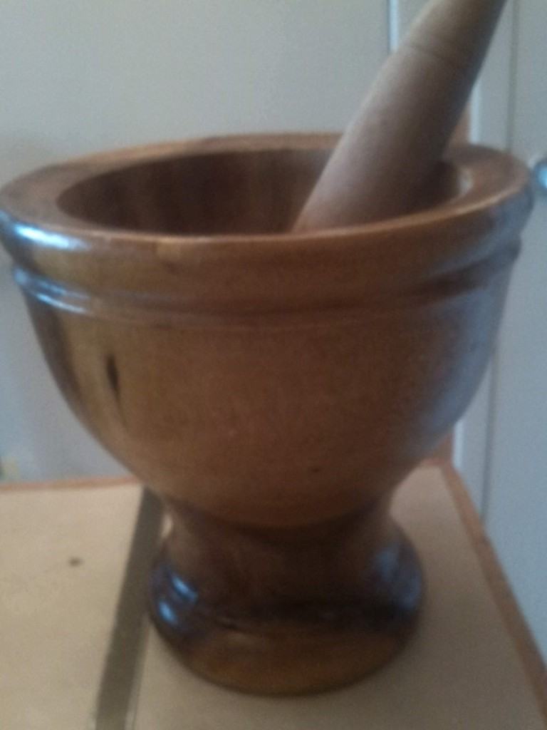 Like New Asian Hardwood Mortar And Pestle