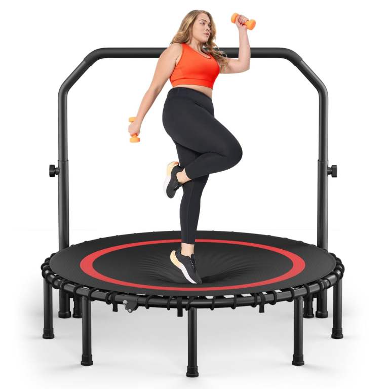 COWISH Fitness Trampoline with Handle Bar, 200KG Max Load