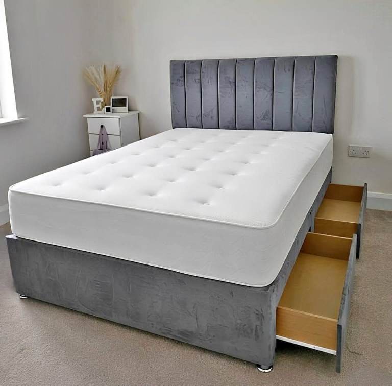 💥 35% OFF | Modern Divan Bed with Mattress | Elegant Bedroom Furniture | Cash on Delivery Available
