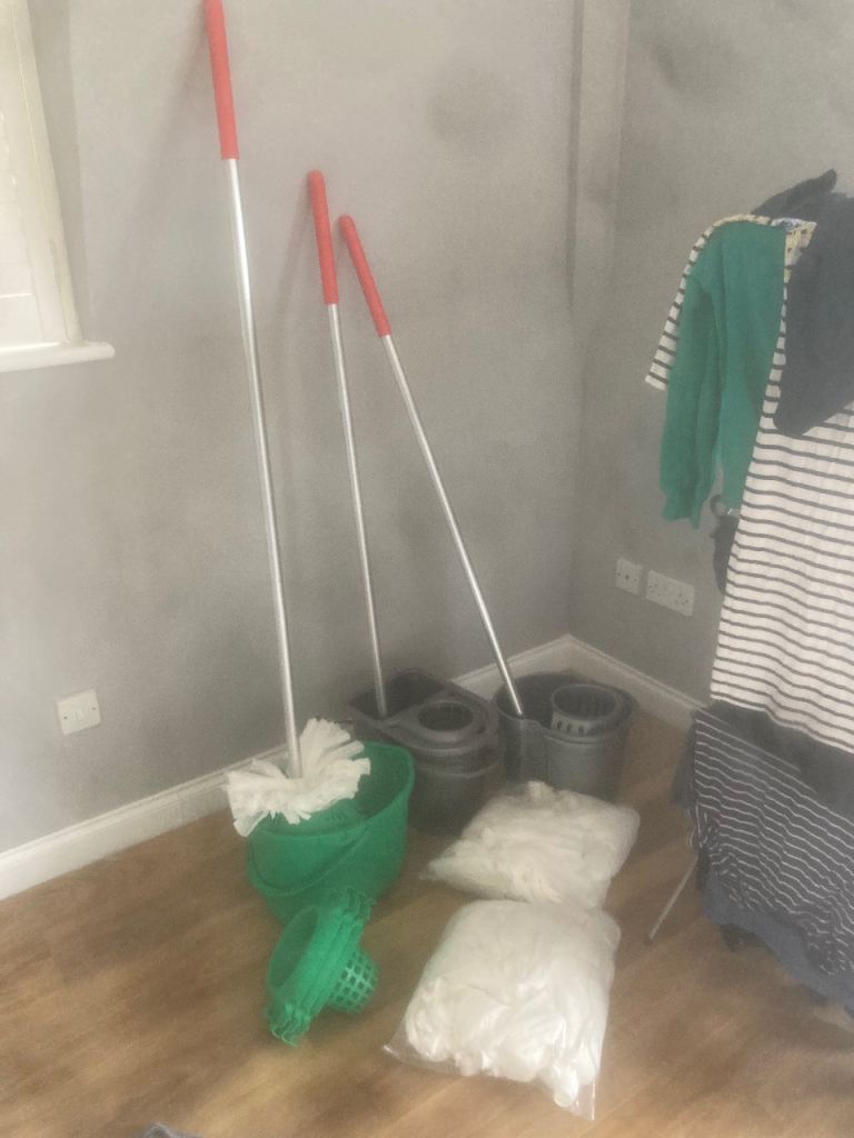 £10 for all x3 Mop & Bucket sets with new heads