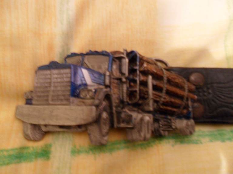 american truck logging  belt buckle rare item