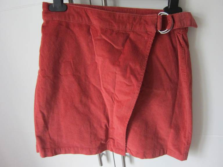Ladies Hollister Dark Orange Corduroy Wrap Skirt - Size S