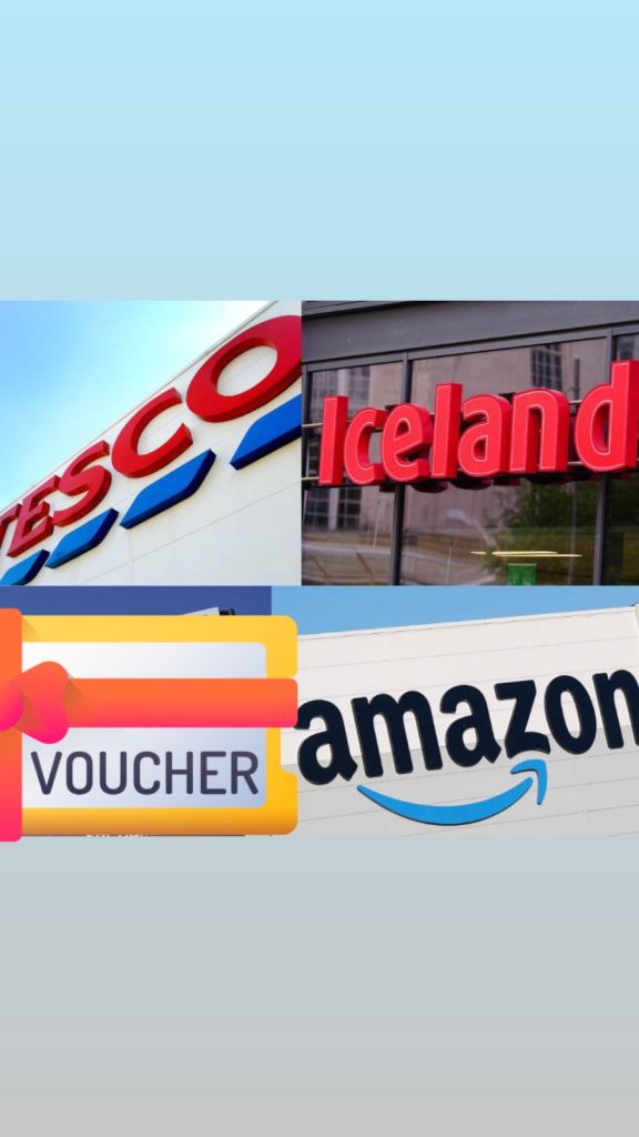 Gift Vouchers for Iceland, Amazon, and Tesco