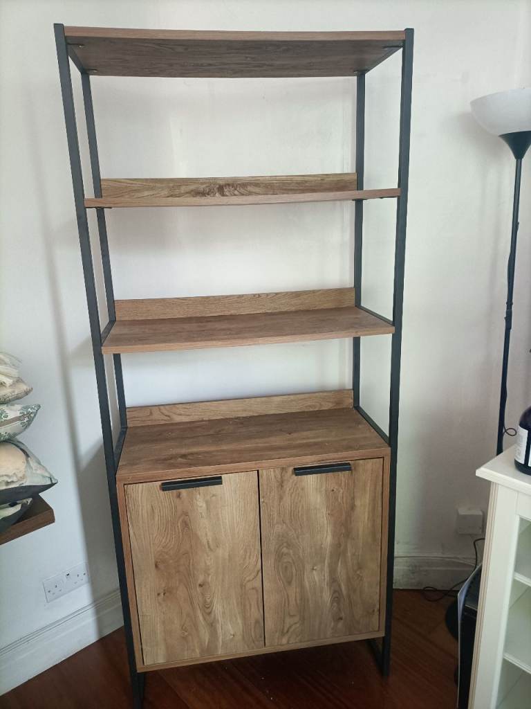 Wooden Shelving Unit with Storage Cabinet