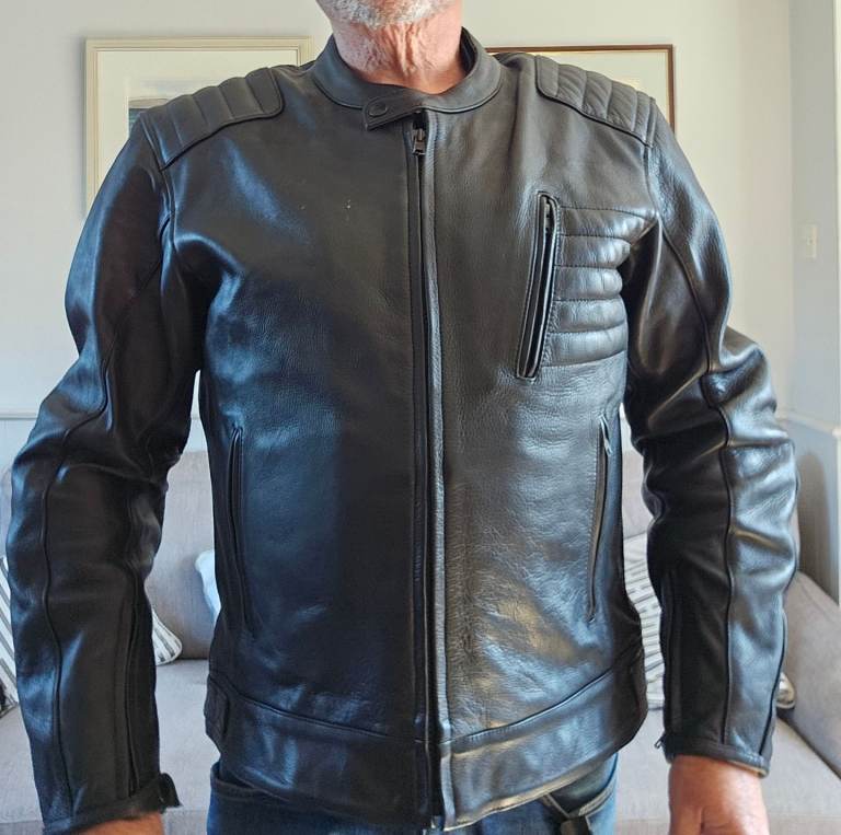 Black leather motorbike jacket new