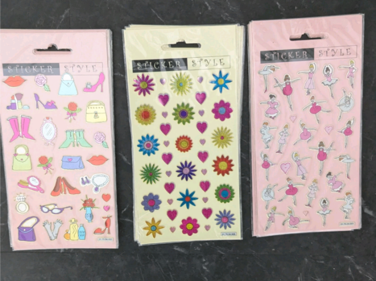 15x Stickers Ballerina, Flowers, Shoes/ Handbag , Kids, Party Bag, Scrapbook