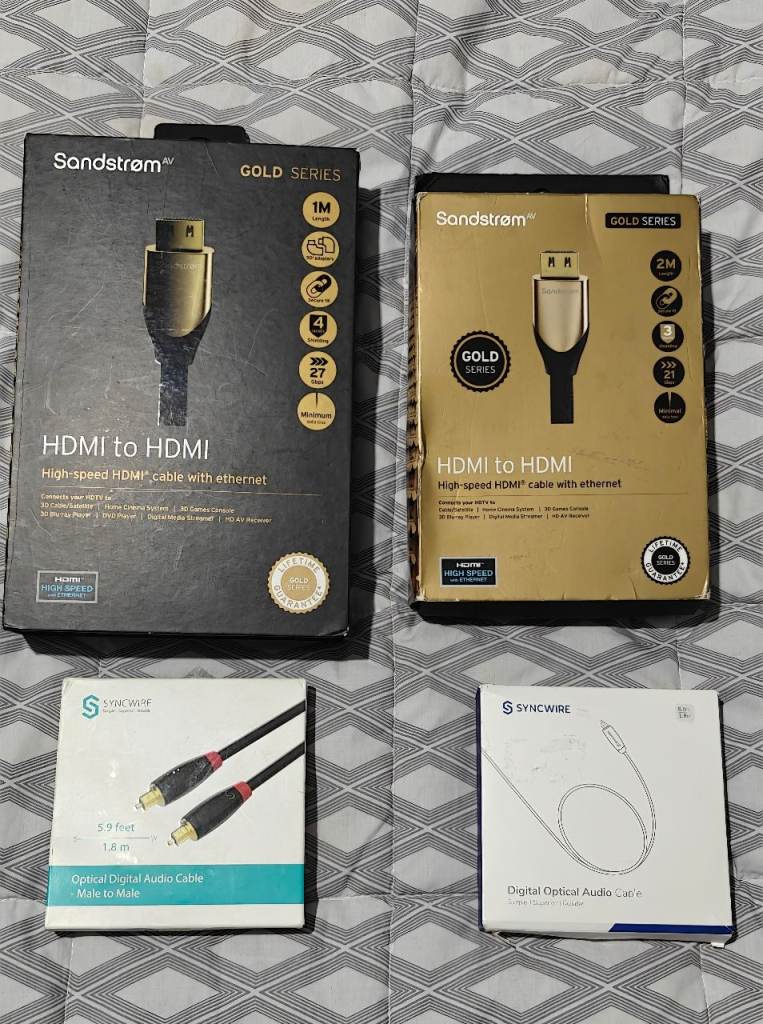 💥 Sandstrom Gold Series HDMI Cables & Syncwire Optical Cables For Sale Brand New Sealed Unwanted