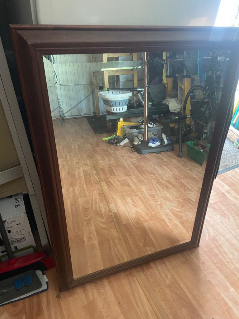 FREE COLLECTION ONLY Large Wooden Frame Mirror – Good Condition