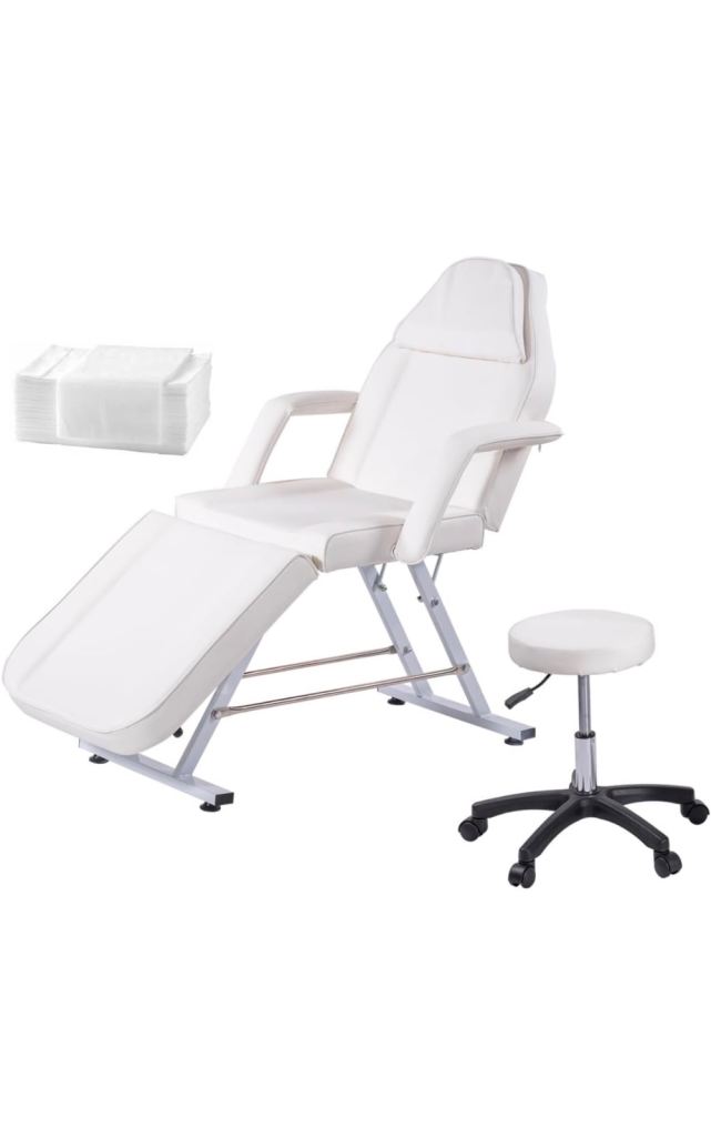 White Beauty Bed /Massage Bed with white stool PVC cover 1 or 2 beds available 