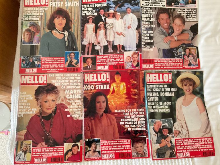 HELLO MAGAZINES Vintage 1990’s nos 248- 253 Bundle of 6 in VGC lots of celebrities/royals/nostalgia 