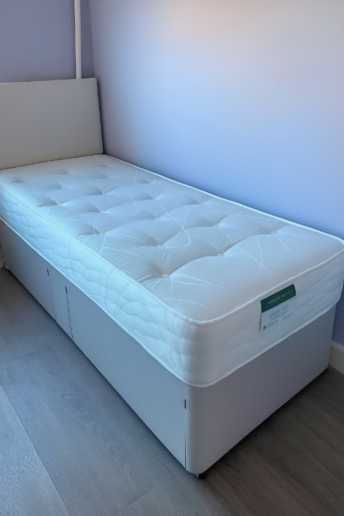 Upholstered Divan Bed Frame with Optional Storage and Supportive Mattress Included