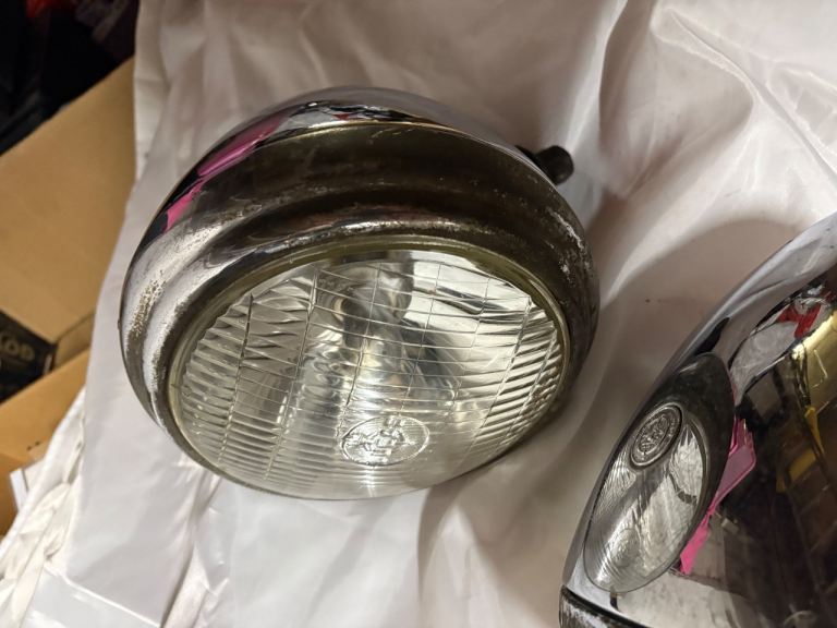 Lucas MBL 147 King of The Road Headlamp’s In Chrome Classic Car Vintage