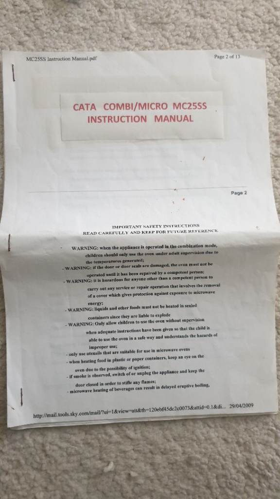 Combi/Micro Microwave – Green - Good Condition