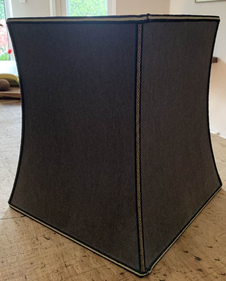 Black 4 sided fabric lampshade approx 28cm wide by 30cm high - Ex. condition