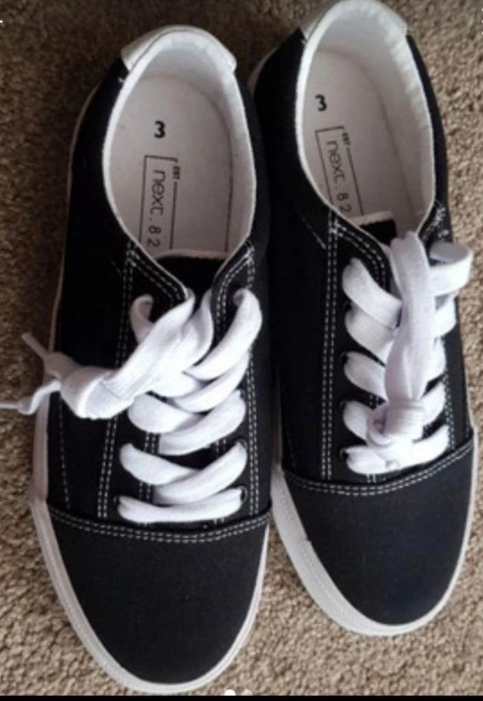 New Next Black Canvas Trainers - Kids Size 3