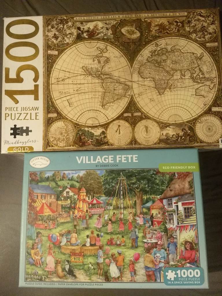 image for Two jigsaw puzzles. World map(1500 piece), Village fete (1000 pieces)