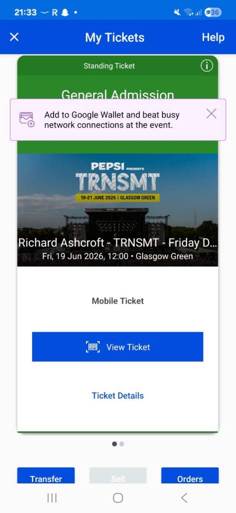 2x Trnsmt ticket FRIDAY 19TH