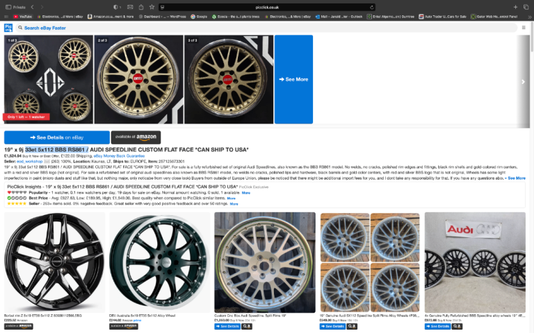 BBS RS861 2-piece Split Rim 19x8.5J - 5x112. Genuine Audi,VW