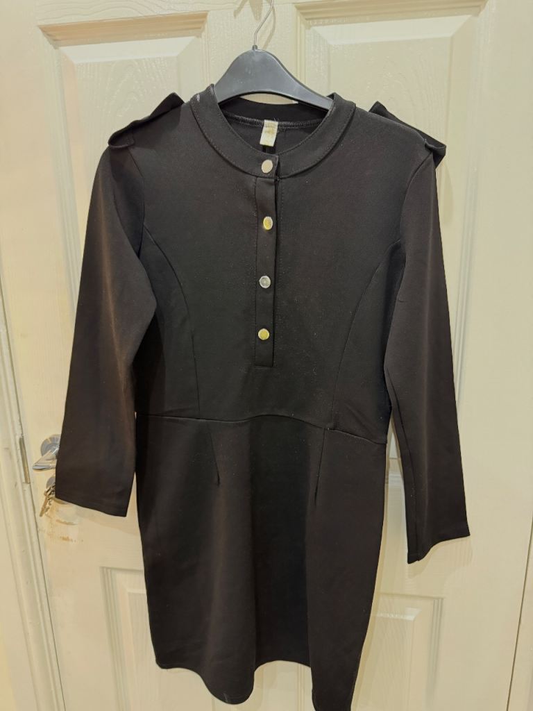Black Dress with Gold Buttons 
