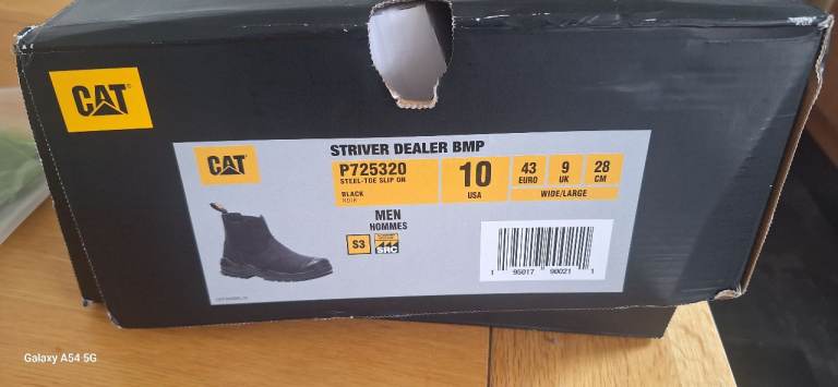 CAT Striver Dealer BMP Boots – Black, Size 10 USA, New in Box