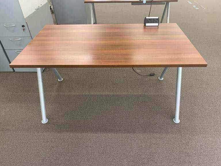 Used office walnut finish desks computer task study desk table home office.