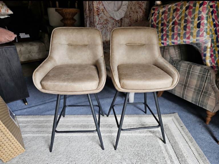 Monza Faux Leather Mink Hamilton Swivel Bar Stool RRP £340