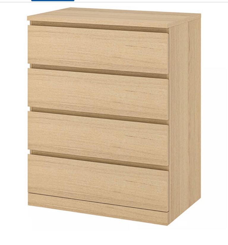 IKEA Chest of 4 Drawers - Light Wood Effect, Good Condition