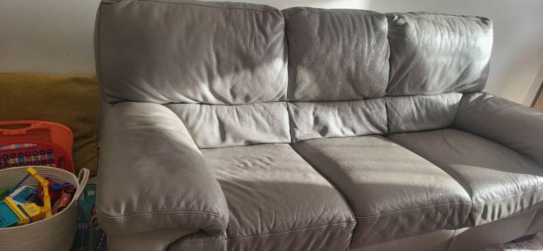 Grey leather sofa