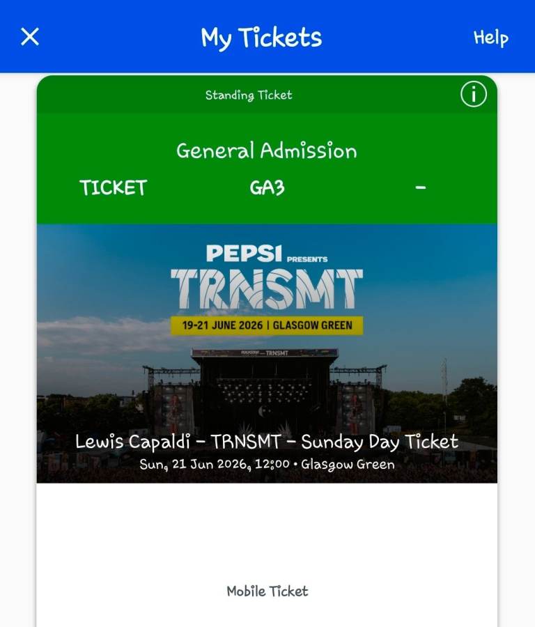 TRNSMT Sunday Only (Lewis Capaldi)
