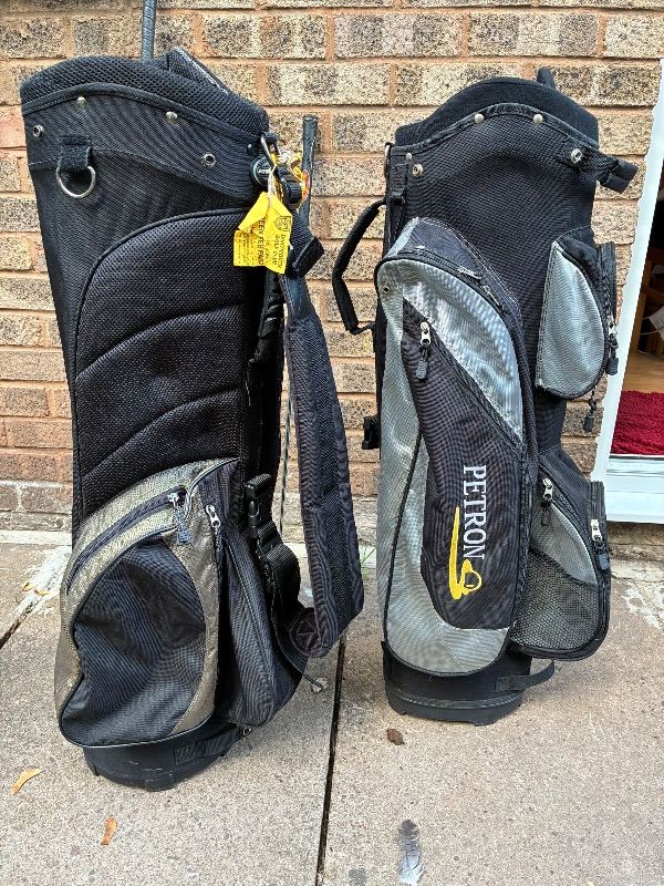 2 Golf Bags - Black and Grey, Good Condition