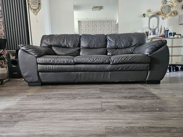 DFS real leather grey sofa 3 seater rrp £1500