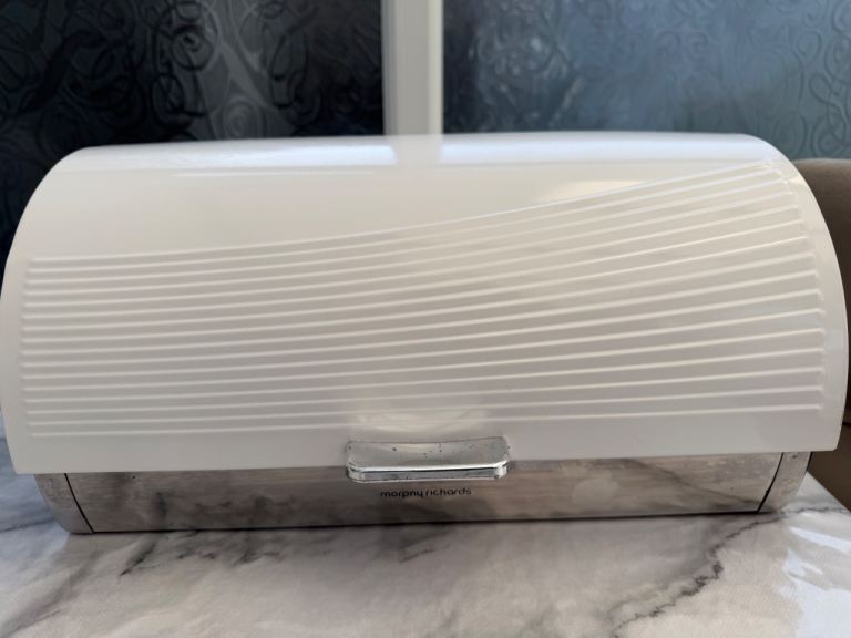 FREE - Morphy Richards White & Silver Bread Bin – Good Condition