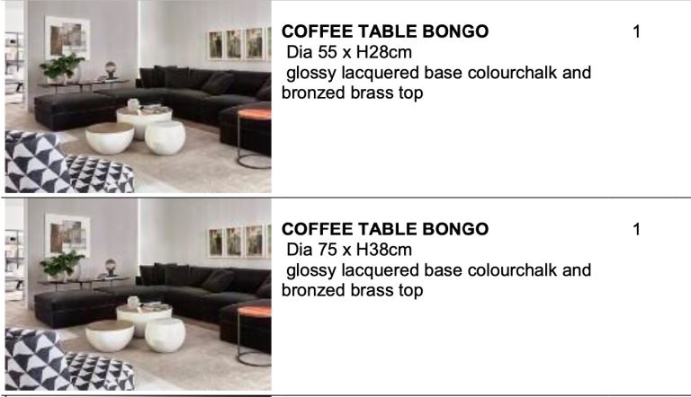 Bongo Coffee Tables – White and Bronze, from Italian Designer MERIDIANI 