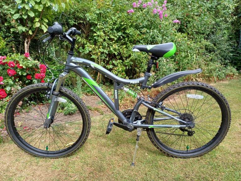 Avigo Hades Kids Mountain Bike 24” Wheels 18 Speed Dual Suspension Grey & Green VGC