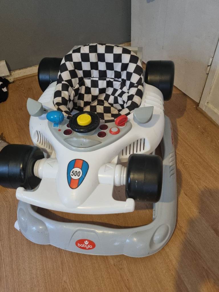 Babygo Baby Walker - White & Grey F1 Car Design