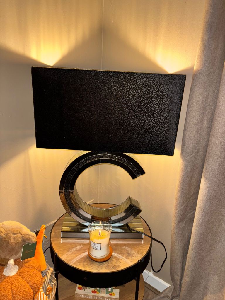 Large black and smoked glass table lamp 
