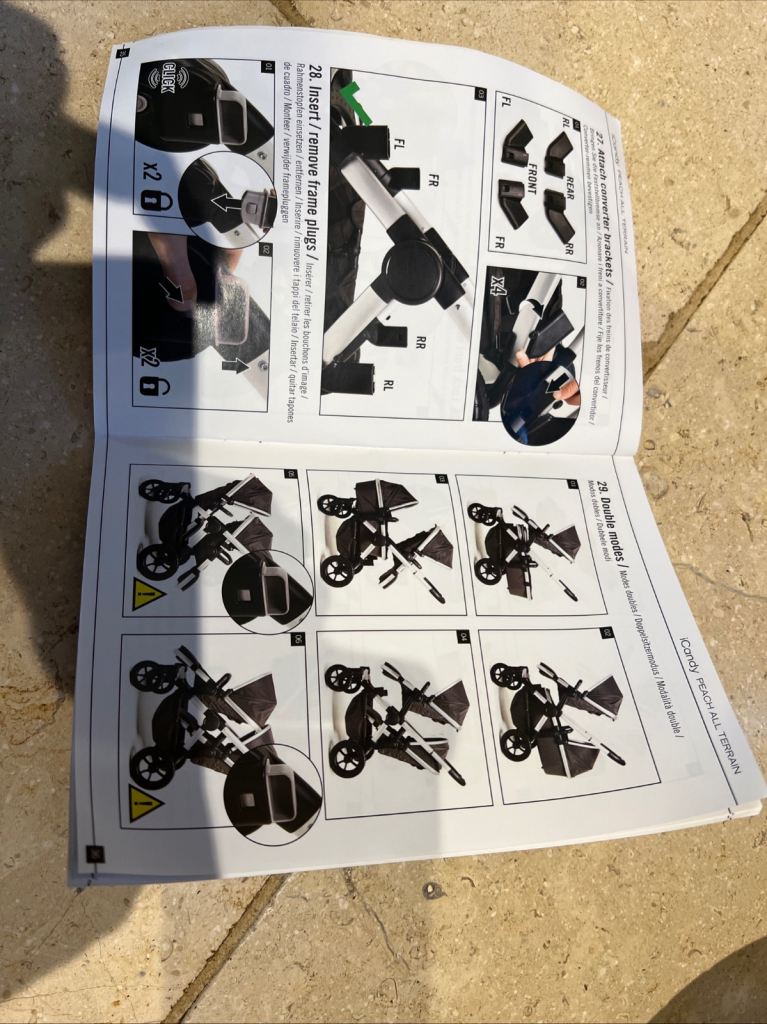 Icandy peach double pram twin seats, carry cot, car seat adapters, rain covers, foot muffs