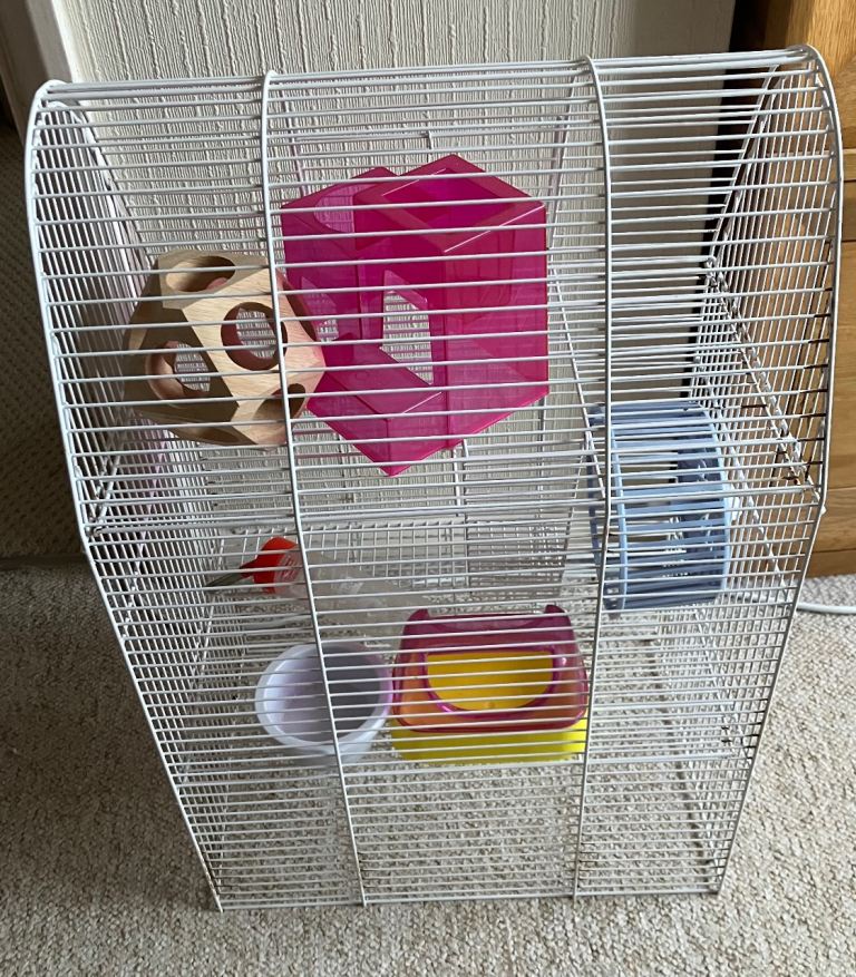 3 tier Hamster or small pet cage with accessories. No base/ bottom tray