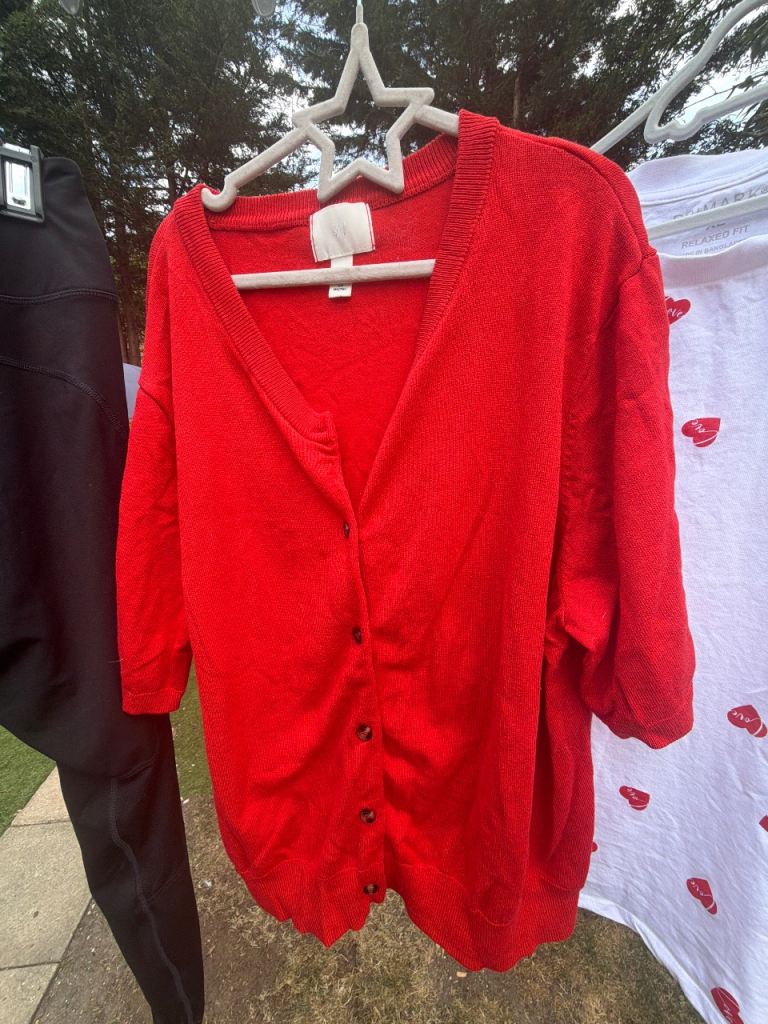 Lovely Red V-Neck Cardigan – Good Condition