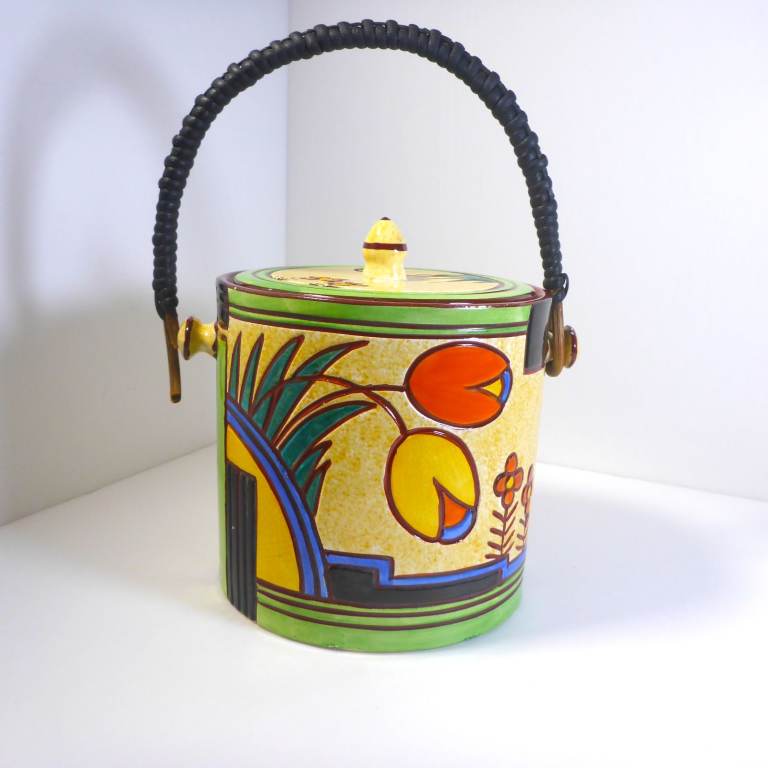 Very Rare Thomas Forester Biscuit Barrel - Foresta Ware - Myott Claris Cliff Era