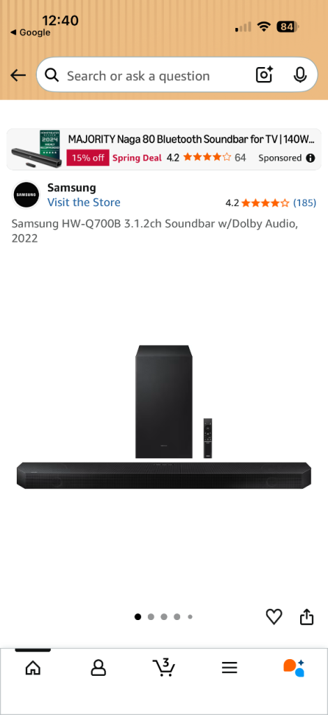 Samsung HW-Q700B 3.2.1 Dolby Atmos Soundbar with Wireless Subwoofer