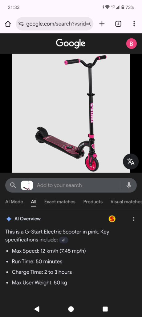 G start kids pink electric scooter 