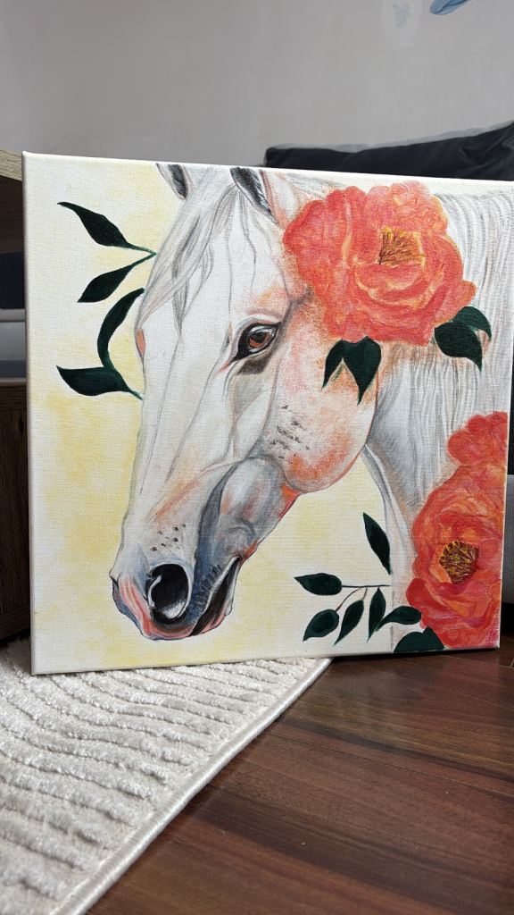 White Horse Original Acrylic Painting  
