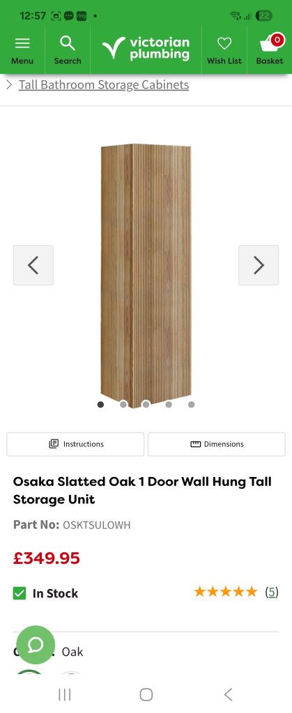 Osaka Wall Hung Tall Storage Unit - Slatted Oak Finish