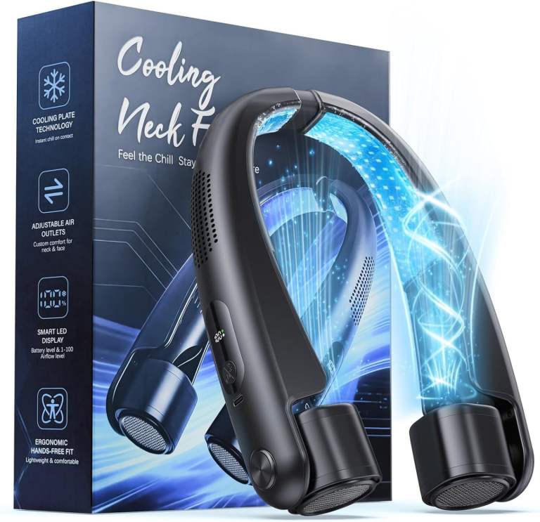 Yannovus Portable Neck Fan with Cooling Plates, 6000mAh Neck Fans Rechargeable