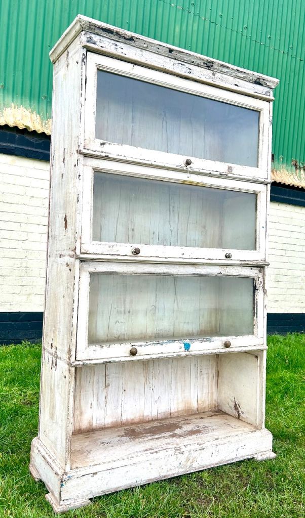 Wooden antique bookcase cabinet industrial vintage haberdashery library barristers solicitors