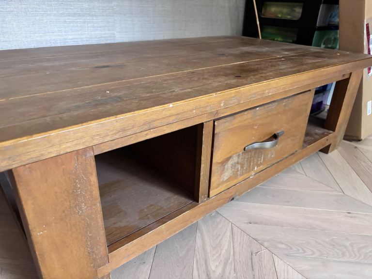 Wooden Coffee Table with Drawer – Fair Condition